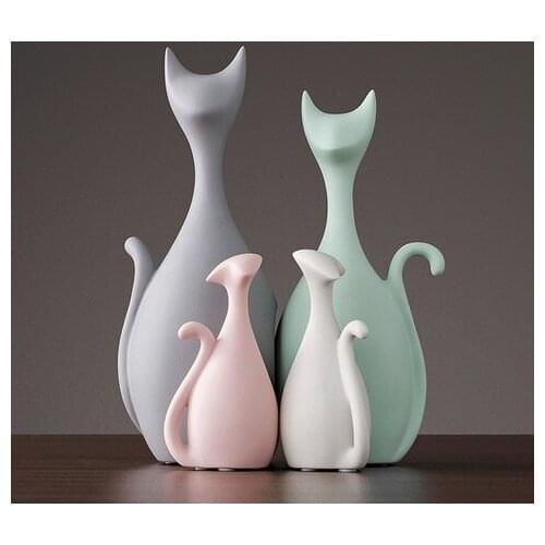 Ceramic Cute Rabbit Family Figurines Porcelain Table Home Decoration China Gift Modern Statue Handmade