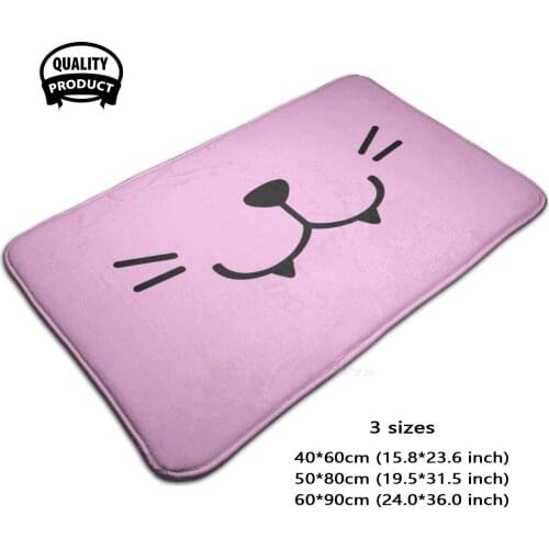 Kitty Pink Soft Foot Pad Room Goods Rug Carpet Anime Cheeky Mouth Face Smile Pink Happy Grin Face Neko Cat Cute Ascii Owo Uwu
