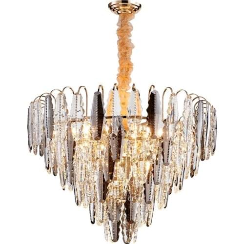 Ivanovwa Chandelier Pendant Light For Living Room Smoky Grey Dining Room Crystal Hanging Lamps Luxury Home Decoration Lighting