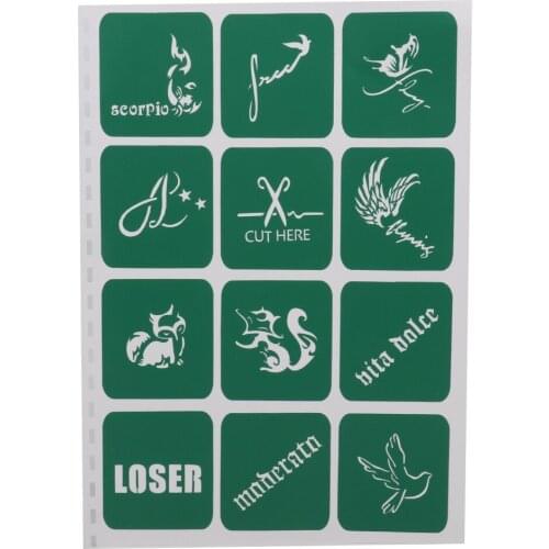 Reusable Small Tattoo Stencil Glitter Airbrush Temporary Art Design Semi-Permanent Templates Tattoo Accessory
