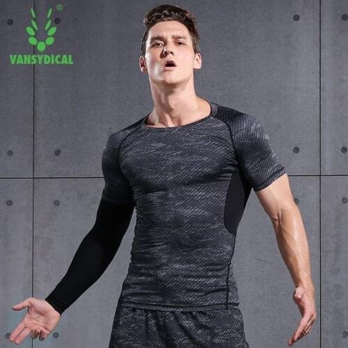 Men Running T-shirt Sports Tees Long and Short Sleeve for Gym Fitness Workout Exercise Jogging Vansydical Sportswear