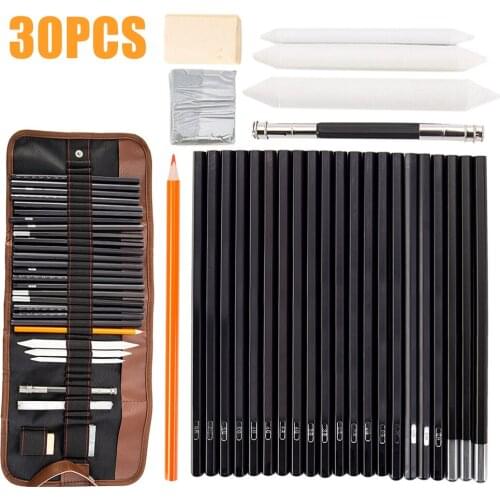 30 pcs/set Professional Sketch Drawing Pencil Set HB 2B 6H 4H 2H 3B 4B 5B 6B 10B 12B 1B Painting Pencils Stationery Supplies