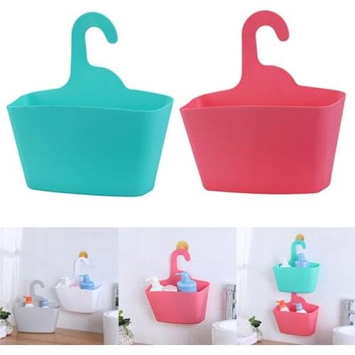 2Pcs Wall Mounted Bathroom Plastic Storage Basket Hanging Basket Shampoo Holder WC Accessories Kitchen Seasoning Storage Rack