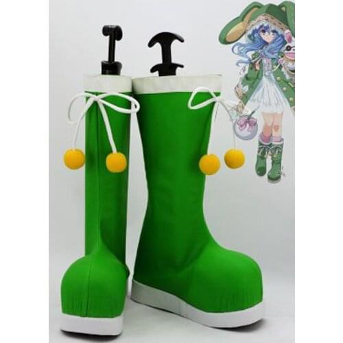 Date A Live Cosplay Yoshino Green Cosplay Boots Shoes Anime Party Cosplay Boots Custom Made Flat Long Shoes