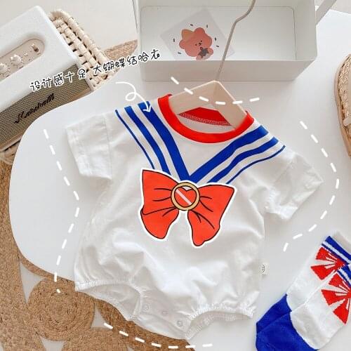 Ins Summer 0-2 Years Old Baby One-piece Baby Rompers Toddler College Style Baby Cute Romper Beautiful Girl Jumpsuits Baby Infant