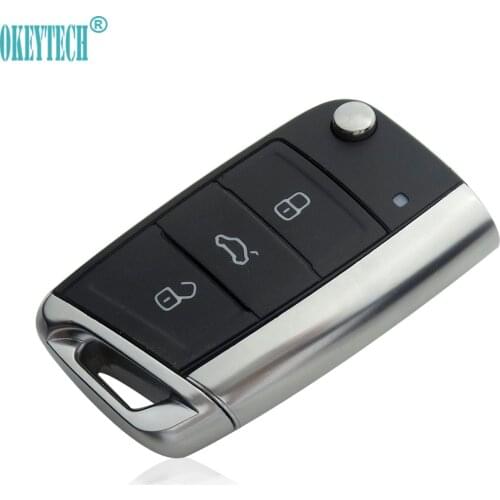 OkeyTech 3 Button Switchblade Flip key Car Key Case For Volkswagen for VW Golf 3 4 7 for Skoda for seat Remote Folding Auto Key
