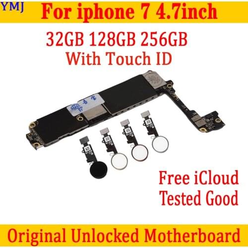 Full unlocked for iphone 7 Motherboard With / Without Touch ID,Original for iphone 7 Mainboard with Free iCloud,32GB 128GB 256GB