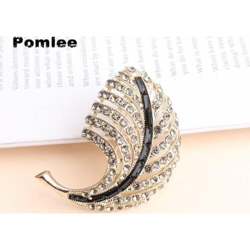 Pomlee New Arrival Champagne Color Cute Plant Leaf Brooches for Women Brooch Pin Enamel Fashion Jewelry Summer Style