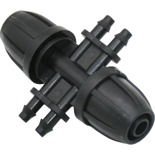 Garden hose 3/8" to 1/4" barbed double way irrigation connector screw 8/11 to 4/7 reducing 4-way water splitter lock nut 3pcs