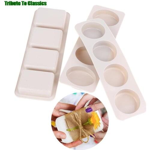 Silicone Soap Molds Resin Mould 4 Cavities DIY Handmade Baking Mold Cake Pan for Ice Making Pdding Muffin Loaf Molds