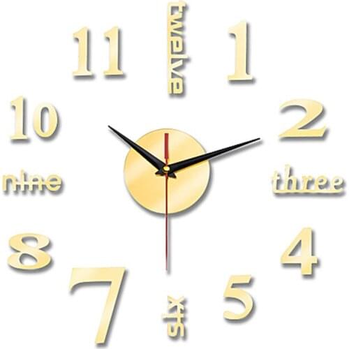 Modern DIY Large Wall Clock 3D Acrylic Mirror Surface Sticker Art Design Quartz Clock Wall Watch Home Livingroom DIY Decor