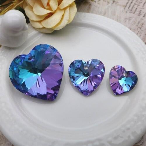 Glass heart charm 14/18/28 mm crystal love beads jewelry making necklace making supplies earring pendant diy faceted loose