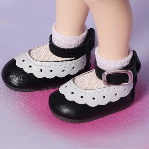 BJD doll shoes are suitable for 1/6 size stylish versatile ring buckle small leather shoes princess shoes pink white and black