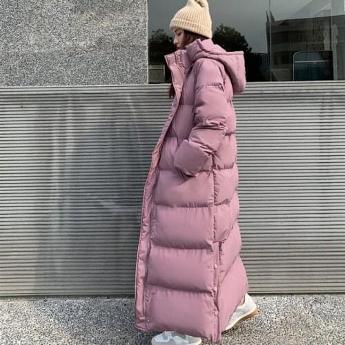 New Fashion Down Cotton Padded Female Coat Parkas Loose Hooded Long Winter Jacket Women Clothes Warm Oversized Outerwear Q3317