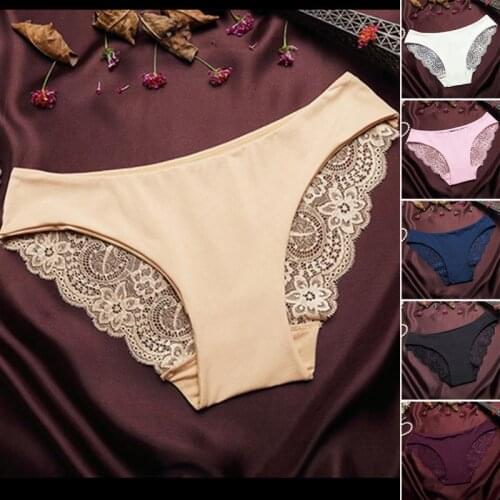 Womens Sexy Lace Panties Seamless Cotton Breathable Panty Briefs Plus Size Girl Brand Underwear