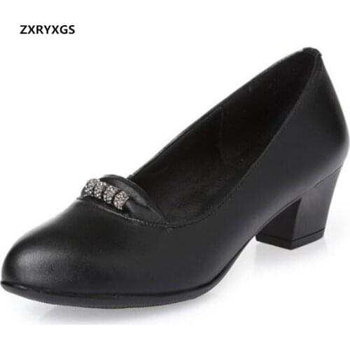 Best Sale 2020 New Spring and Autumn Elegance Fashion Rhinestones Genuine Leather Shoes Women High Heeled Shoes Shoes Size 34-43