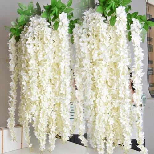 100Pcs/lot 165cm Long Elegant Wisteria Rattan Artificial Silk Hydrangea Flowers For Wedding Centerpieces Decorations Home Orname
