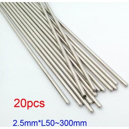 20Pcs 2.5mm*50-300mm Stainless Steel Shaft Axle Drive Shaft for DIY Models