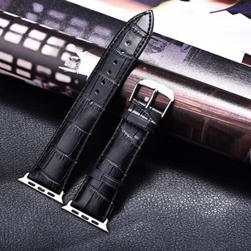 2017 real leather band for apple watch men bamboo leather wrist band for i watch replacement official 5 colors giving connector