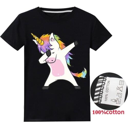 2020 Cartoon Unicorn 100% Cotton T-shirt Sports Casual Fashion Cute Cartoon Printed Boys Girls Summer T-shirt