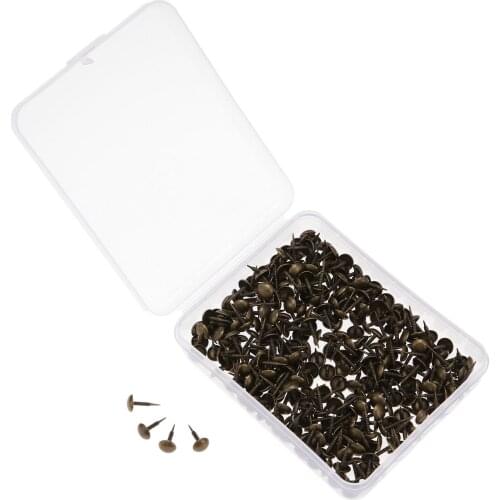 300Pcs 8*15mm Antique Bronze Furniture Decor Upholstery Nails Jewelry Wood Case Door Tack Stud Pushpin Doornail with Storage Box
