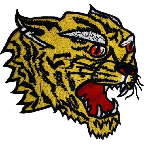 5pieces Brand Large Embroidery Tiger Head Fabric Patches Fashion Animal Applique for Back Jacket Decorated Sewing Badge TH1079