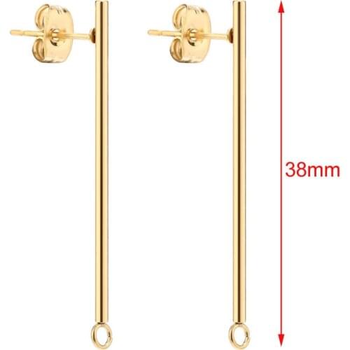 50pcs Stainless Steel Minimalist Layering Jewelry Long Thin Geometric gold tone Stick Post Earrings