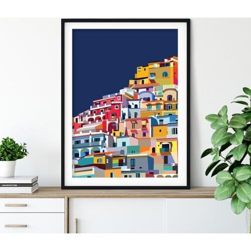 5D Diamond Painting Italy Positano Amalfi Coast Landscape Colorful Diamond Embroidery Cross Stitch Kit Mosaic Home Decoration Ar