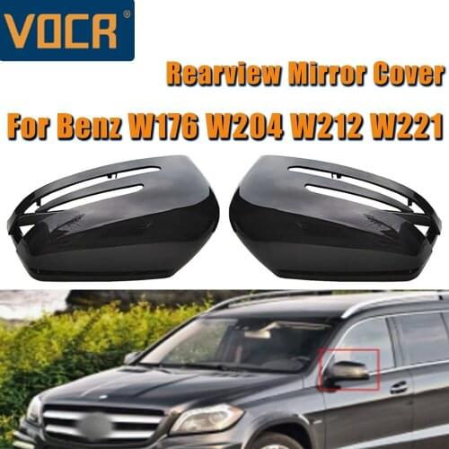 1 Pair Glossy Black Mirror Cover For Mercedes-Benz W204 Rearview Sider Mirror Cover Exterior Side Mirror Cover Left & Right