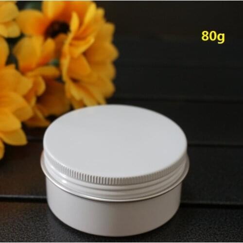 80g 68*35mm White Empty Round Aluminum Box Metal Tin Cans 80ml Cosmetic Cream Containers DIY Refillable Jar Tea Aluminum Pot
