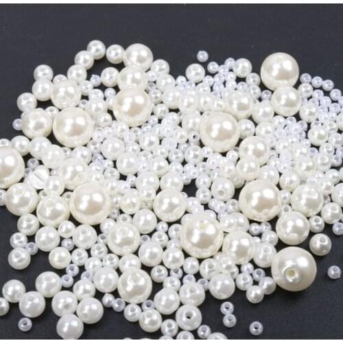 White Ivory 3 4 6 8 10 12 14 16 18 20mm Round Imitation ABS Pearl Beads For Craft Scrapbook Decoration DIY Sewing Craft Supplies