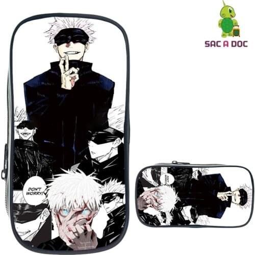 Pencil Case 3D Jujutsu Kaisen School Supplies Teenager Makeup Case Anime Make Up Box Cosmetic Case Zipper Storage Pencil Bag