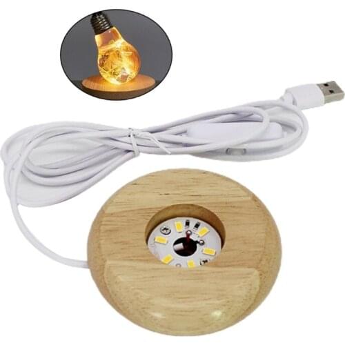 Epoxy Night Light DIY Material Solid Wooden Luminous Base Cold and Warm Light USB Rectangular Lamps Holder Accessories