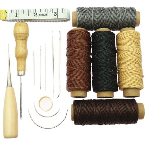 Leather Craft Hand Stitching Tools, 16Pcs Leather Repair kit W Sewing Needles Hand Gift Home Handwork Accessories Leather Crafts