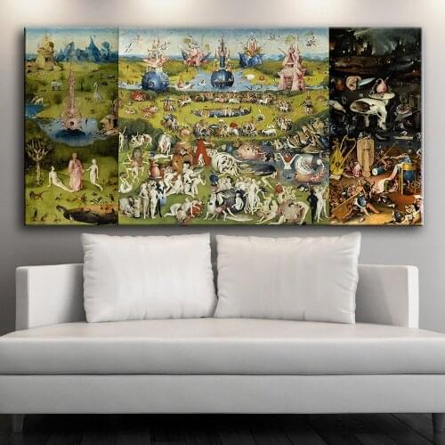 HD Print The Garden of Earthly Delights Canvas Art Paintings Reproductions Hieronymus Canvas Art Prints For Living Room Cuadros