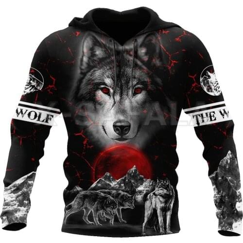 Mens Casual 3D Print Hoodie Night Wolf Pullover Sweatshirt Man Women Harajuku Outwear Unisex Zip Up Jacket Fashion Streetwear