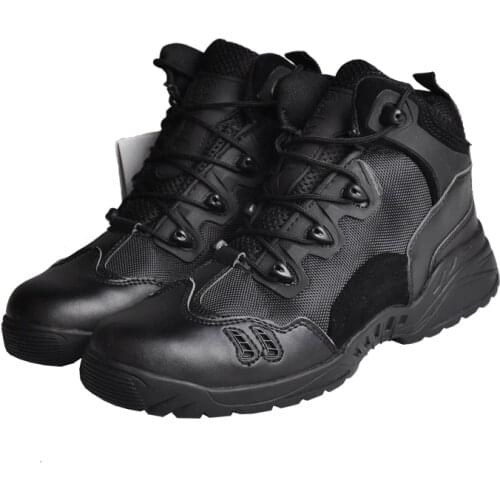Tactical Combat Shoes Hiking Boots Men Leather Mountain Clmbing Camping Hunting Boots Military Leather Sneaker