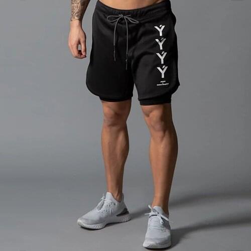 Mens Fashion Fitness Shorts Double-layer Sports Shorts Casual Gym Running Breathable Short Pants