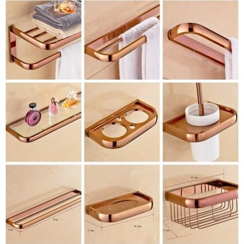 Total brass rose gold finished Bathroom Accessories Set,Robe hook,Paper Holder,Towel Bar,Gold bathroom sets