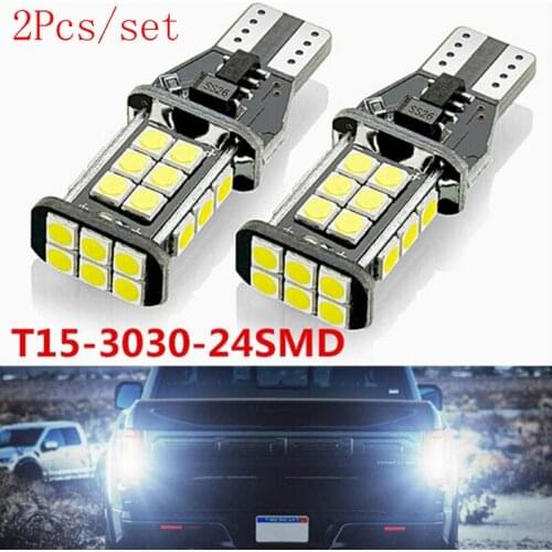 2020 New 2PCS 1600Lm T15 W16W Super Bright 3030 24SMD CANBUS Car Backup Reserve Lights Bulb Tail Lamp Xenon White Drop Ship