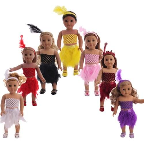 Multicolor Doll Feather Skirt For 18 Inch & 43 Cm Dolls Party Wear Doll Outfit Clothes Accessories Girls Toy Gift