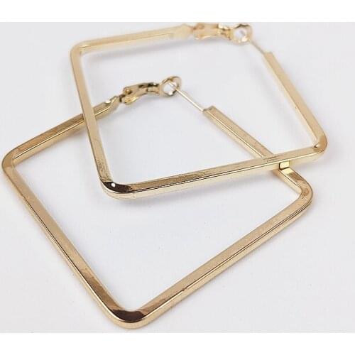 Hoop Earrings Square Polygon Shape Charming Retro Fashion Exaggerated Trendy Medium Gift HipHop In blog Show Party Girl Gold 032