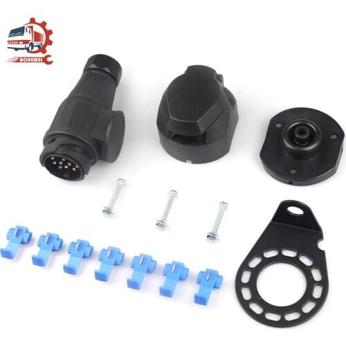 AOHEWEI 13 Pole 12V Trailer Plug Connector Adapter Socket Kit Bracket Rubber Gasket for European Caravan Boat Truck Accessories
