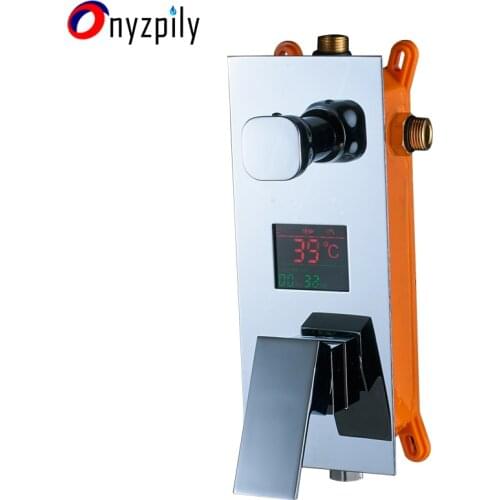 2/3 Ways Shower Set Chrome Replace Mixer Valve water Shower Faucet Spool with Temperature Display Shower Time Show