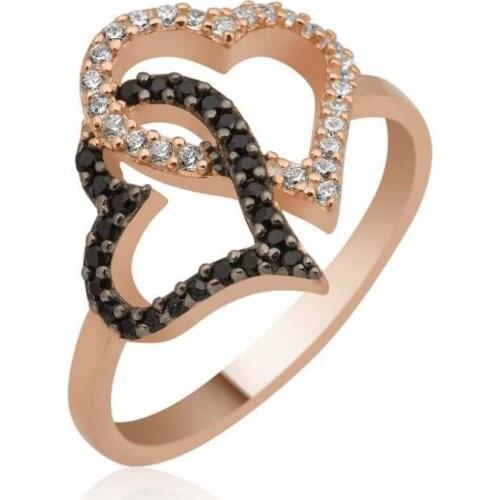 Tevuli 925 Sterling Silver Two Heart Lady Ring