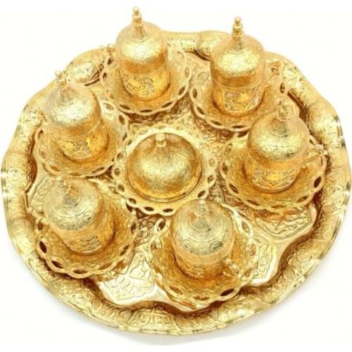Turkey authentic AMAZING Gift Buy and come Turkish Coffee Set 6 Gold Color FREE SHIPPING FREE SHIPPING