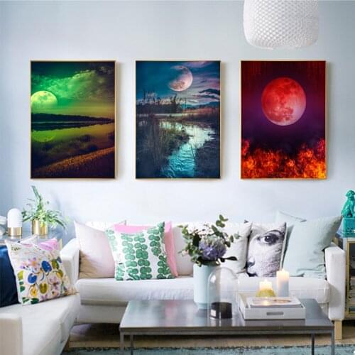 Home Decoration Moon Diamond Painting 5D DIY Diamond Embroidery Mosaic Rhinestone Craft Wall Picture Kit