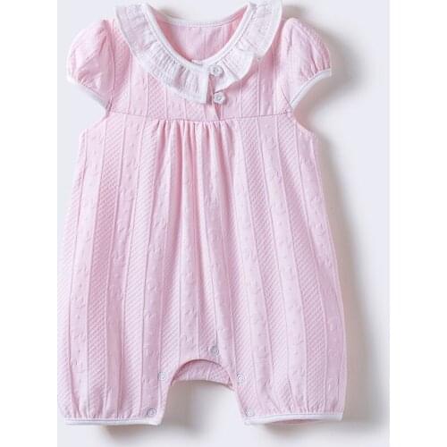 Vlinder Baby Girl Rompers Baby Clothes Girl Jumpsuits Summer lovely Cotton Pink Lotus leaf 6M~24M infant pajamas jumpsuits