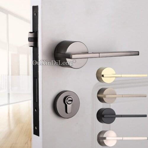 Top Luxury European Mute Mortise Door Lock Set Copper Interior Living Room Bedroom Bathroom Silent Door Lock With Key / No Key