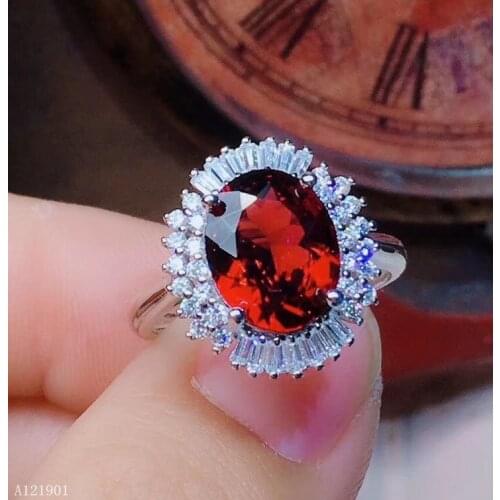 KJJEAXCMY boutique jewelry 925 Silver-inlaid Natural Garnet Girl Ring Support Detection sdfghj